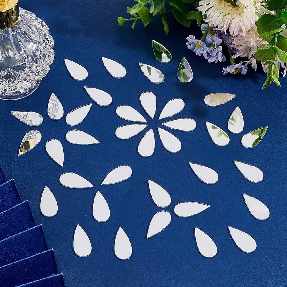 100 Acrylic Waterdrop Mirror Wall Stickers, Raindrop 3D Mirror Pieces, Kids Room Decoration, Cartoon Self-Adhesive, 2.5cm