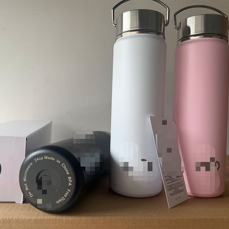 New Alo Water Bottle 710ml 304 Stainless Steel Swivel Handle Portable Large Capacity