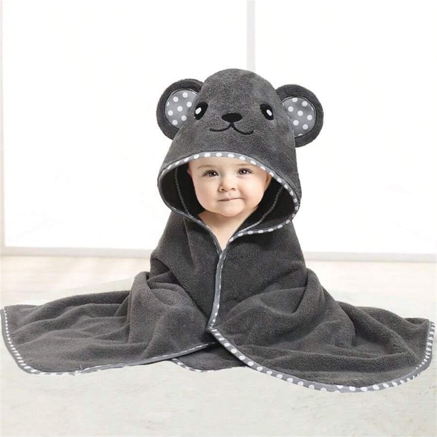 Thick Coral Fleece Bath Towel Baby Wrap Newborn Swaddle Cartoon Absorbent Bath Robe Children's Towel Soft Cozy Blanket