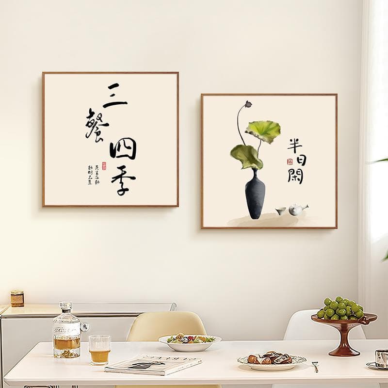 Three Meals Four Seasons Restaurant Decorative Painting, Dining Room Log-Style Wall Art, High-End Living Room Kitchen Sideboard Wall Mural