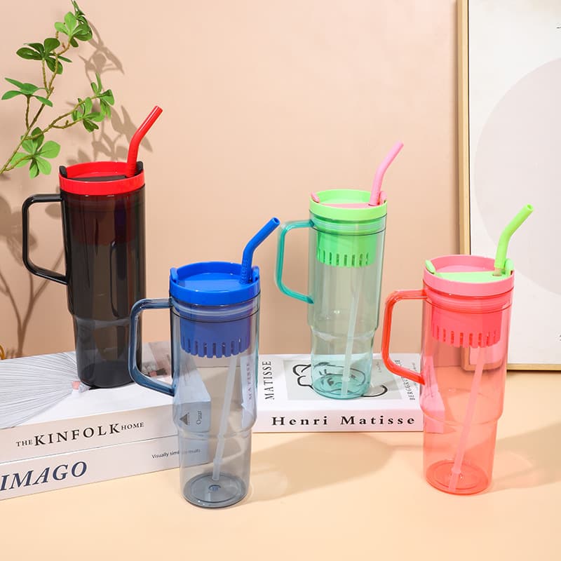 Factory direct sales cross-border Southeast Asia hot model 40OZ Ice Cup AS material sports plastic straw cup car cup