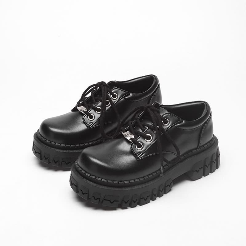 Summer 2021 New Chunky Sole Platform Shoes for Women, Japanese Style Round Toe Leather Shoes, British College Style