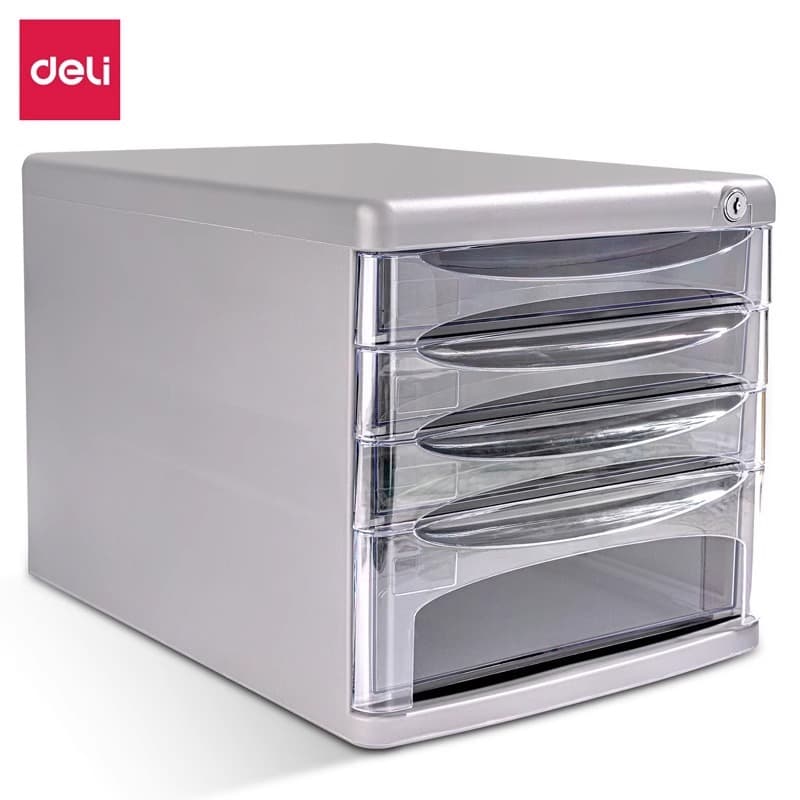 Deli File Cabinet 4-Tier 5-Tier with Lock Plastic A4 Desktop Drawer Storage Office Data Classification Organizer Colorful Time