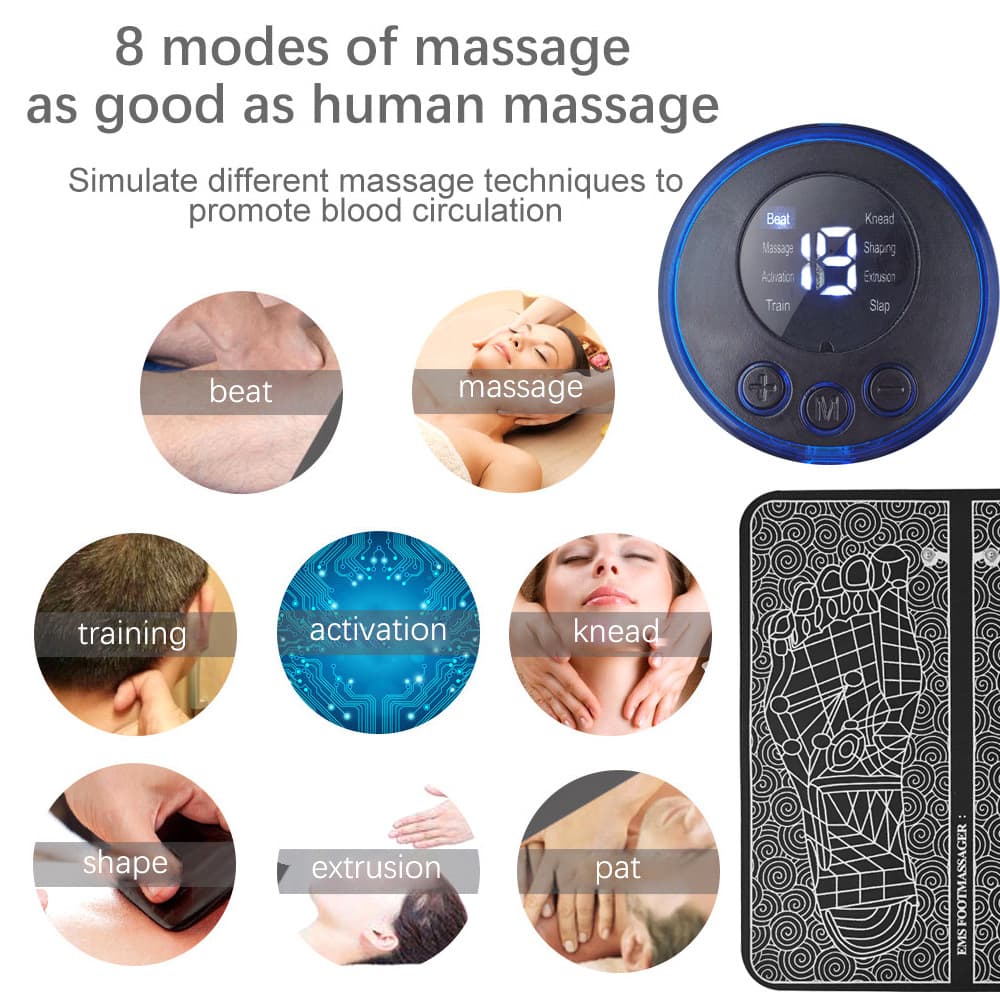 Hot Selling TENS Massage Pad Foot Muscle Stimulator Massage Mat Electric EMS Foot Massager with Remote Control