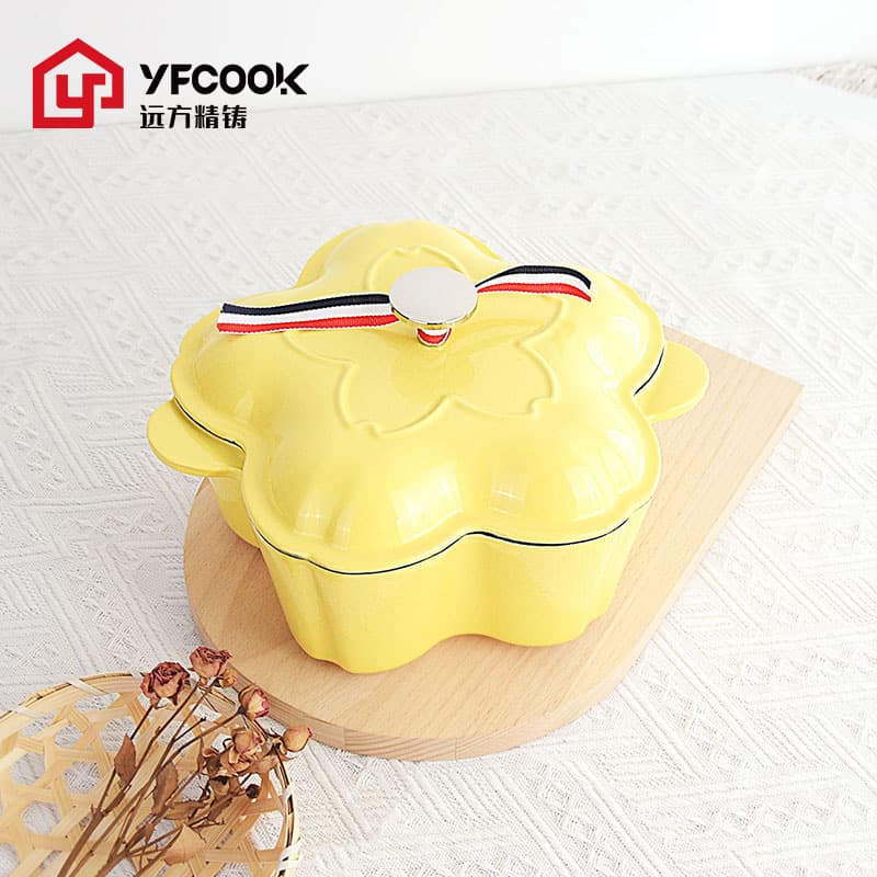 YFcook Cast Iron Enamel Pot Thickened Home Soup Pot Universal for Induction Cooktop No Coating Pot