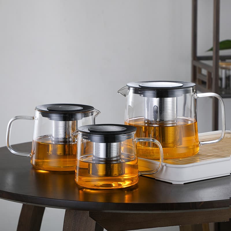 Factory wholesale custom glass flower pot tea maker, high-temperature resistant glass teapot with stainless steel filter