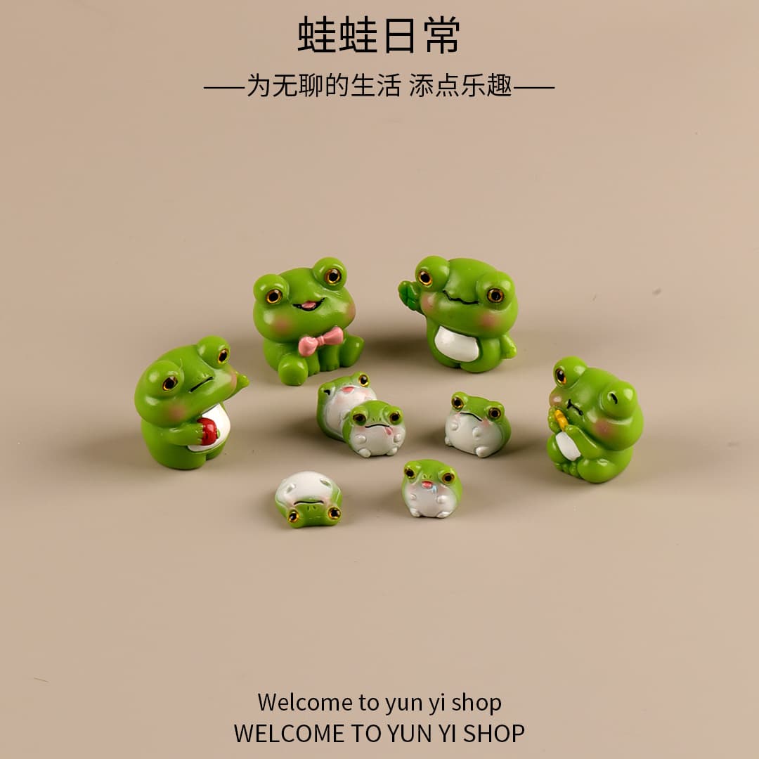 Miniature Landscape Ornament Cute Animal Cartoon Frog Moss DIY Decoration Gardening Landscape Car Desktop Ornament