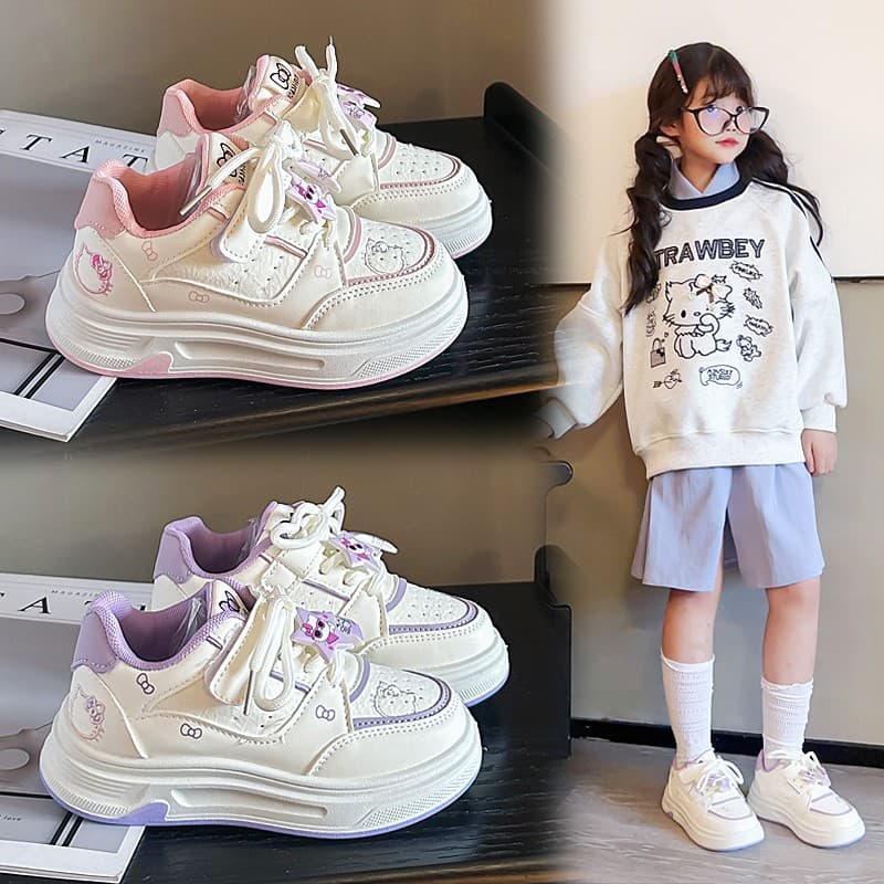 Girls' Shoes 2026 Spring/Autumn New Children's Sports Shoes Casual Shoes for Big and Middle Kids White Student Skate Shoes