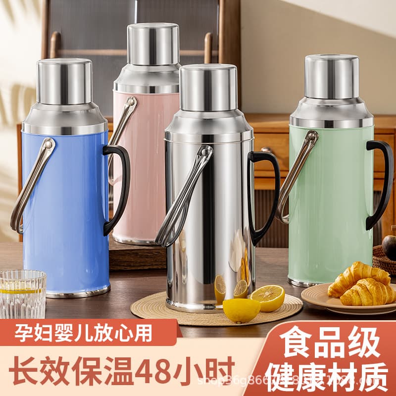 304 Stainless Steel Hot Water Bottle for Home and Commercial Use, Glass Liner Insulated Flask, Old-style Thermos