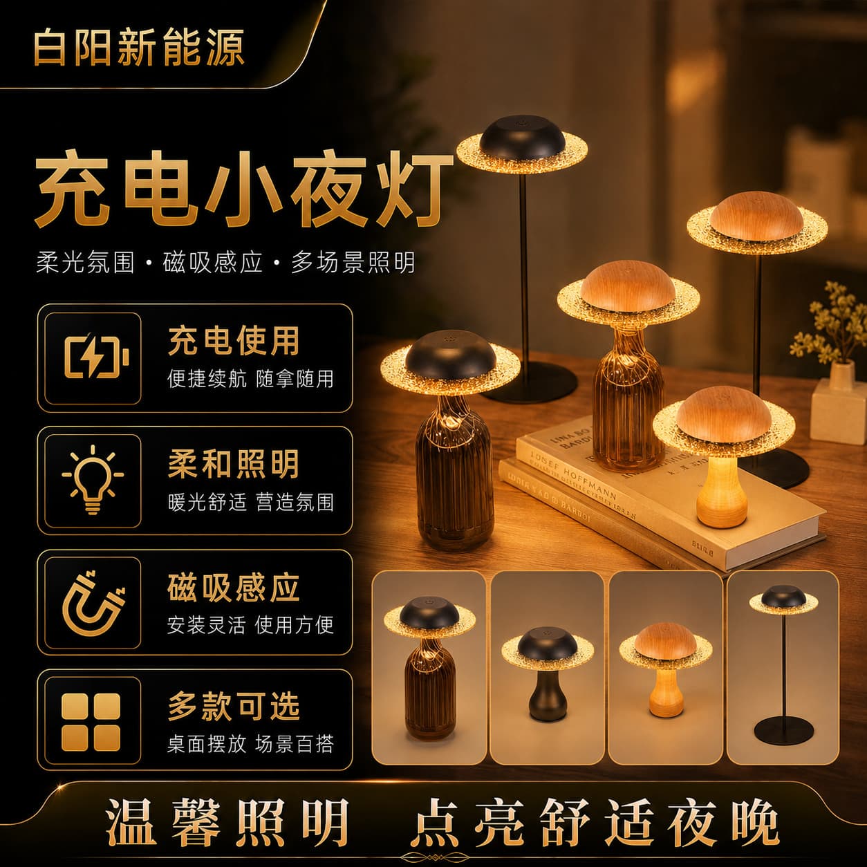 Acrylic night light imitation mushroom night light lighting atmosphere decoration creative home decoration touch night light