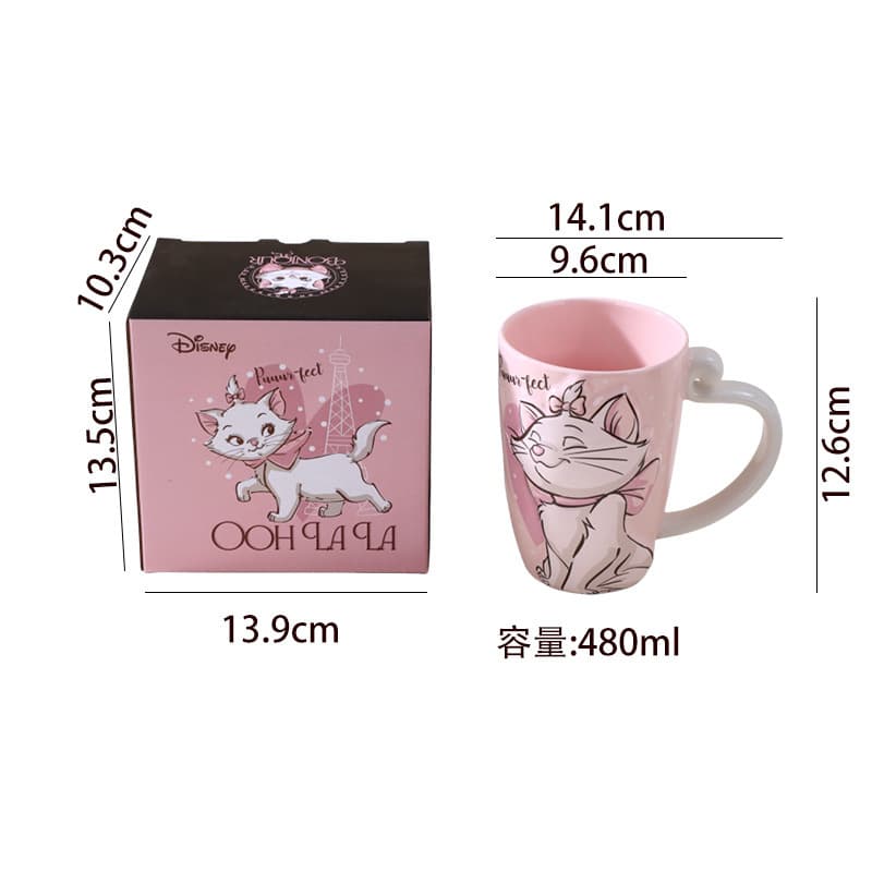 Disney Marie Cat Ceramic Relief Mug Household Water Cup Gift Coffee Cup Cute Mug Custom