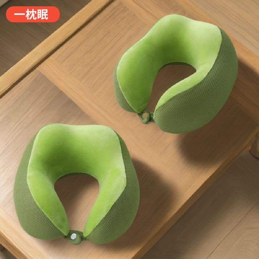 Memory foam U-shaped pillow waffle fabric wholesale and retail printable logo nap pillow student neck and cervical vertebra protection