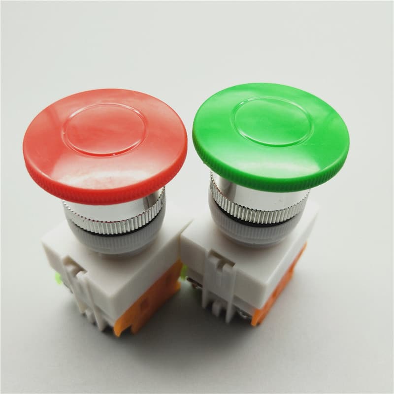 22MM Aperture LAY37-11M Y090 Mushroom Head Momentary Reset Flat Head Button Switch One Open One Closed