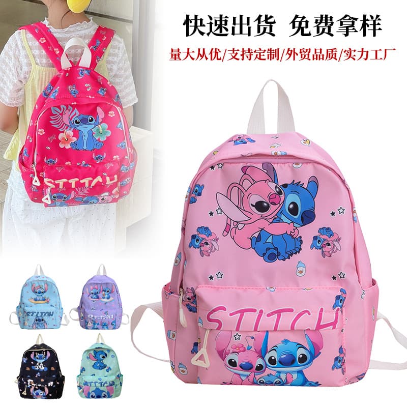 Cross-Border Hot Selling Kindergarten 3-6 Years Old Kids Backpack Cool Cartoon Cute Stitch Cartoon Backpack