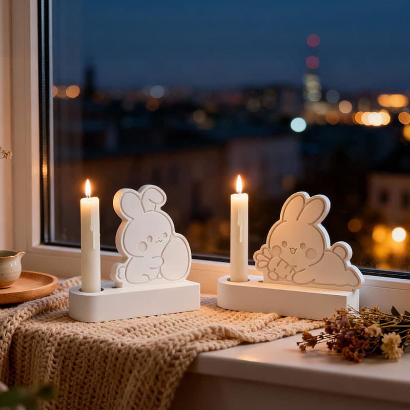DIY Easter Bunny Plug-In Resin Candle Mold, Rabbit Figurine Plaster Silicone Mold