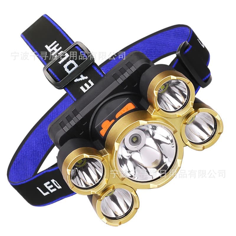 Five-head headlight strong light rechargeable fishing light long-range head-mounted LED miner's lamp flashlight 889 super bright long-range