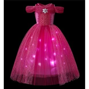 New Halloween Cinderella Fuchsia Girls Dress Glowing Princess Dress with Lights Kids Tulle Skirt