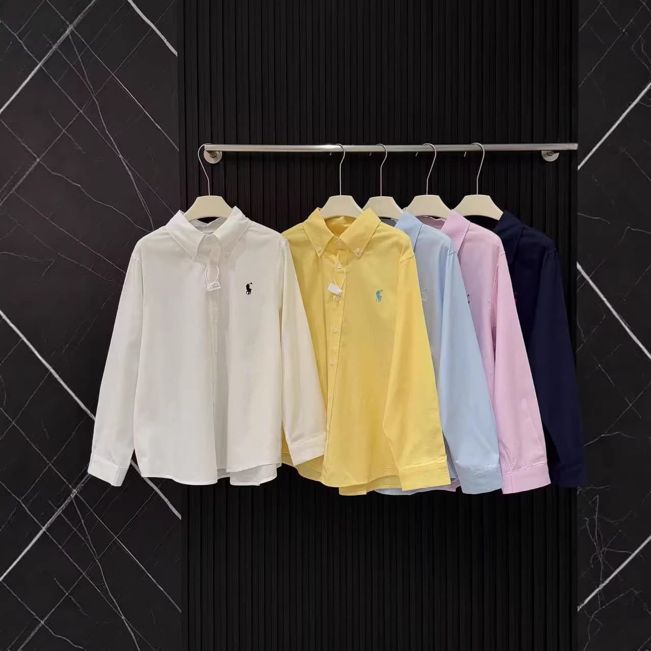 PL Pony Embroidered Shirt Loose Korean Simple Versatile Premium Office Shirt Fashion Casual Long Sleeve Top
