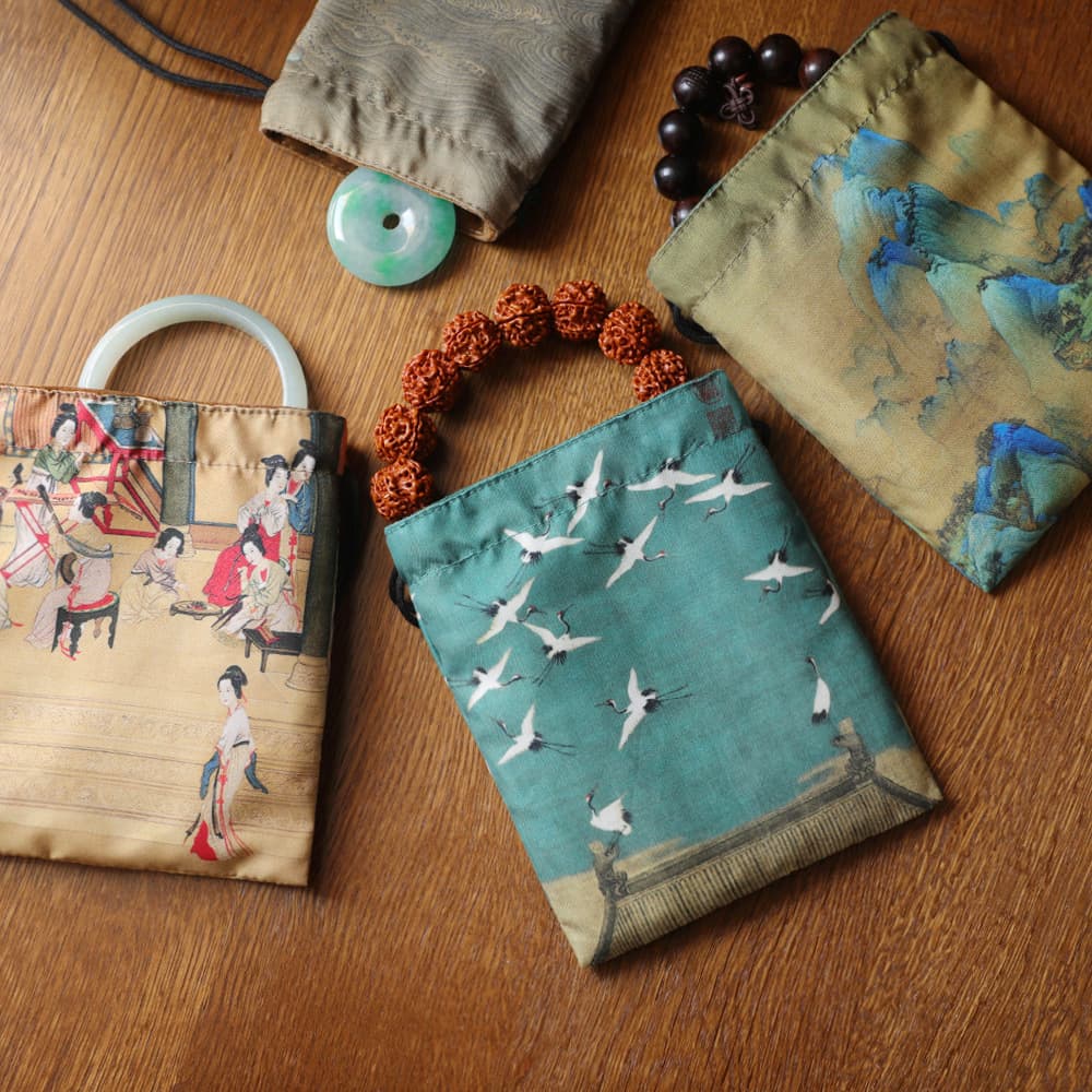 Er Yawen playing velvet bag walnut beads storage bag brocade bag bracelet bag bodhi cloth bag jewelry tea cup linen