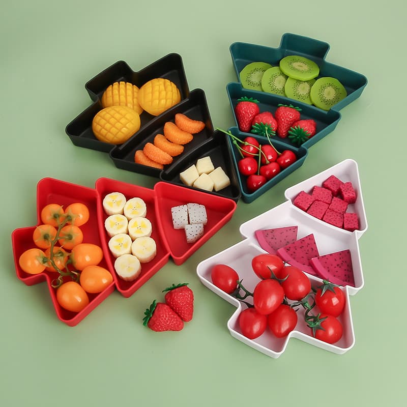 Cross-Border Plastic Fruit Tray for Home Use - Creative Living Room High-Aesthetic Christmas Tree Compartment Fruit Tray for Bar/KTV