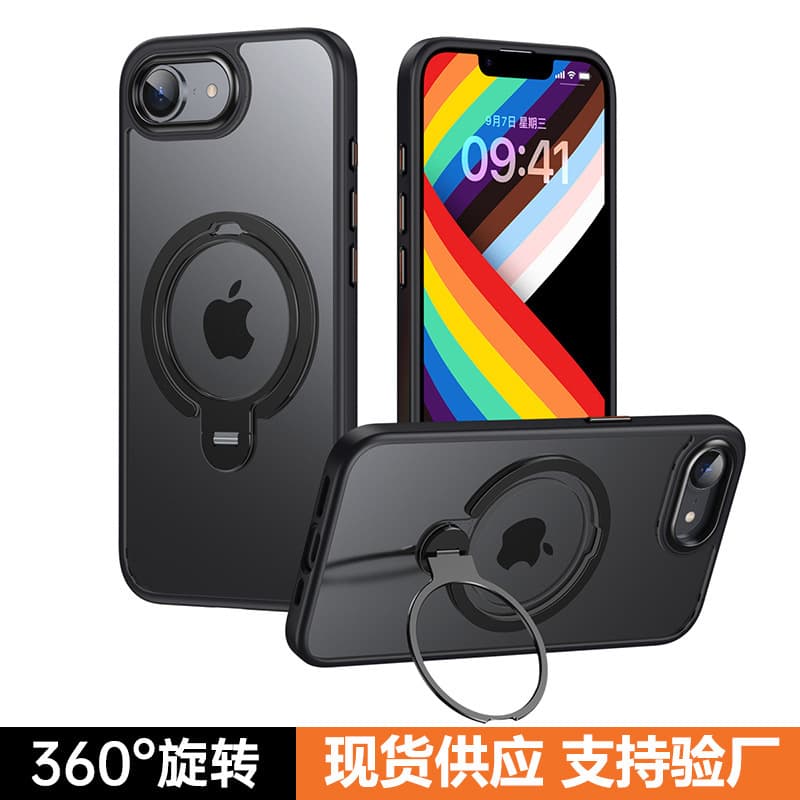 Compatible with Apple iPhone 16E Case 360 Magnetic Rotating Dual Ring Stand iPhone 15 Pro Max Shockproof Protective Cover