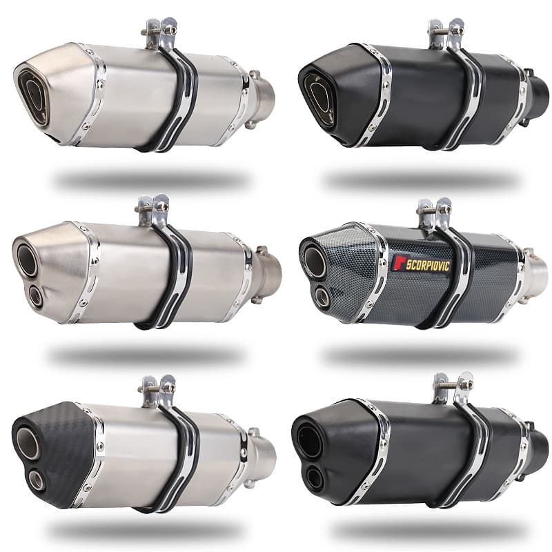 370 Small Hexagonal Double Hole Scorpion Exhaust Pipe Motorcycle Modification Universal 800NK Ninja400 CBR400