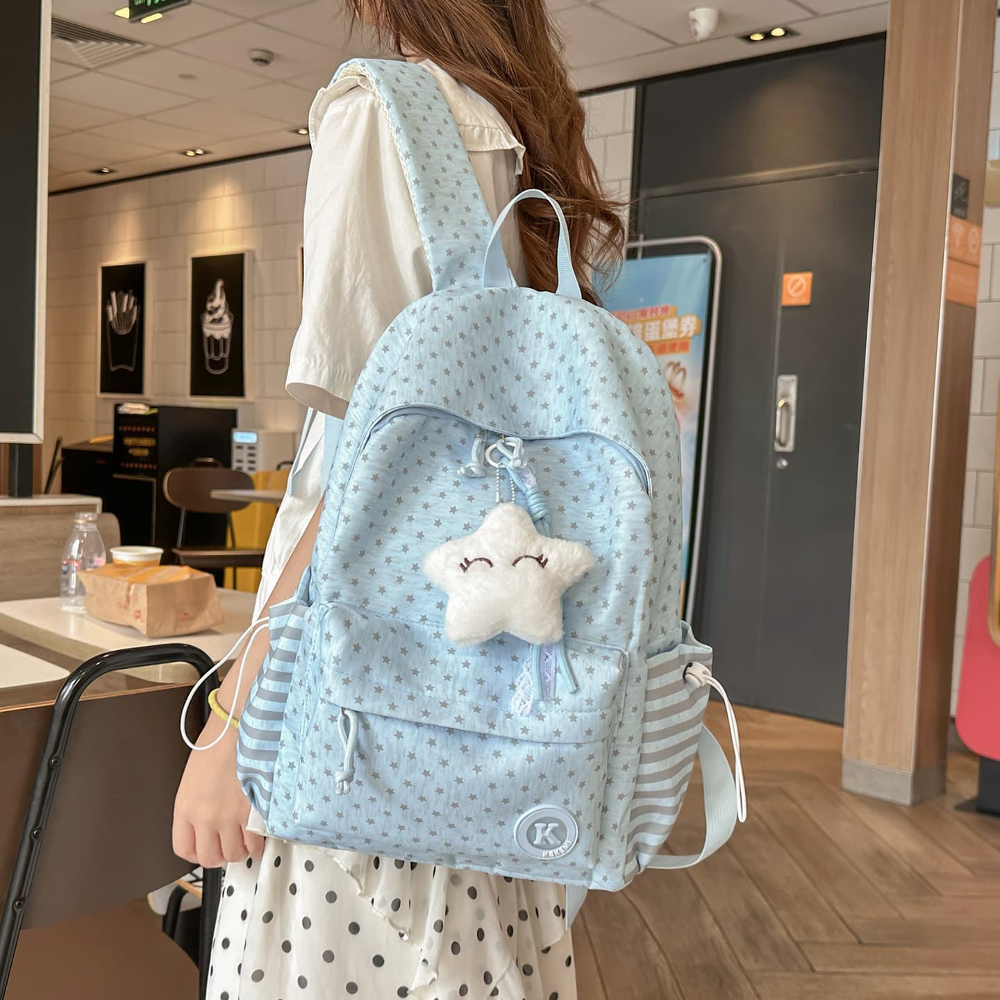Korean Style Polka Dot Backpack for Female College Students Simple Cute Girls Schoolbag Junior High Student Casual Fresh Backpack