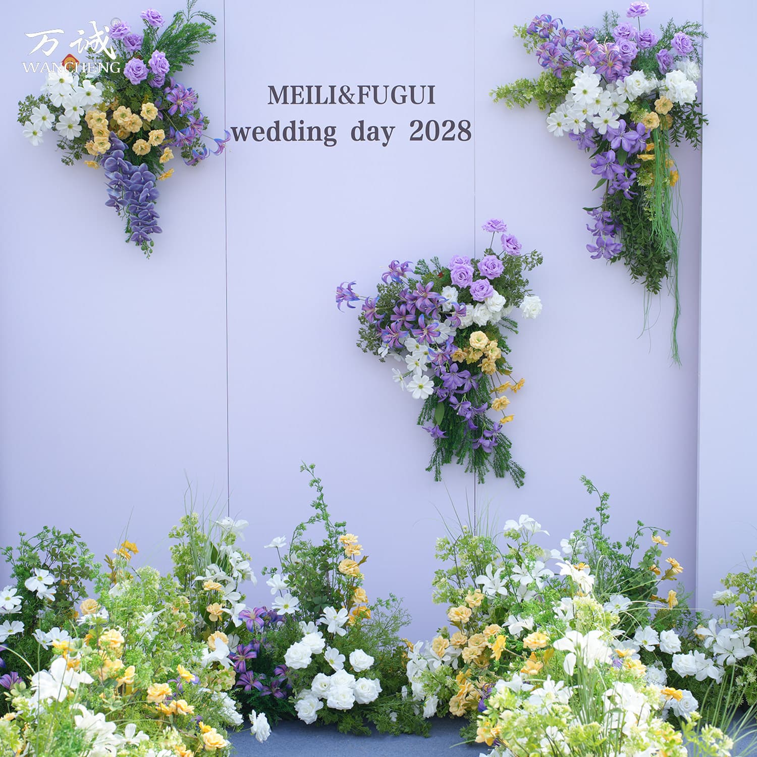 Artificial Flower Scene Decoration Forest Wedding Background Decoration Flower Arrangement Flower Row Aisle Flower Stage Window Floral Art