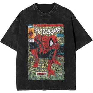 Ouma Pure Cotton MINISO Spider-Man Hero T-Shirts Washed Style