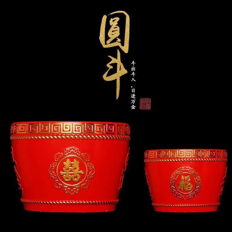 Red Round Dou Old-fashioned Rice Dou Longevity Dou Joy Dou Heavenly Public Relocation Opening Marriage Wedding Ornaments Acrylic Descendants' Pail