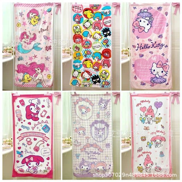 Kurumi Cinnamon Dog Cartoon Microfiber Bath Towel High Absorbent Beach Towel Children Bath Towel Large Size Wrap Towel