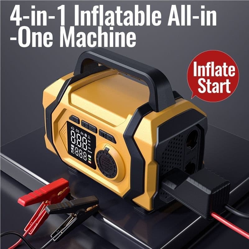 All-In-One Car Emergency Jump Starter with Large Capacity, Vacuum Cleaner, Air Pump, and Emergency Ignition
