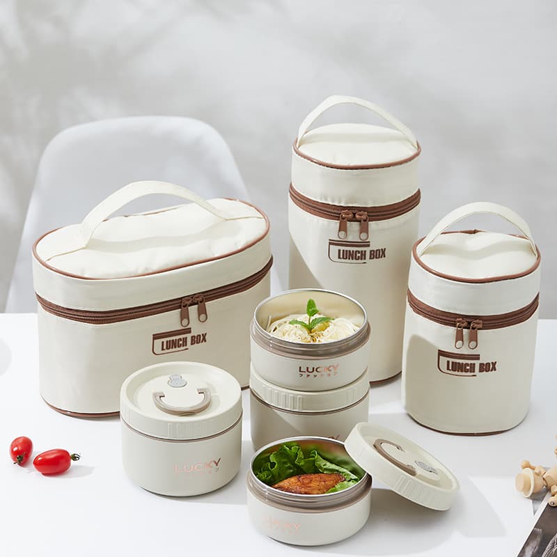 Lunch box for office workers with lunch, sealed and leak-proof, multi-layer lunch box for students, independent packaging, canteen, stainless steel LOGO insulation