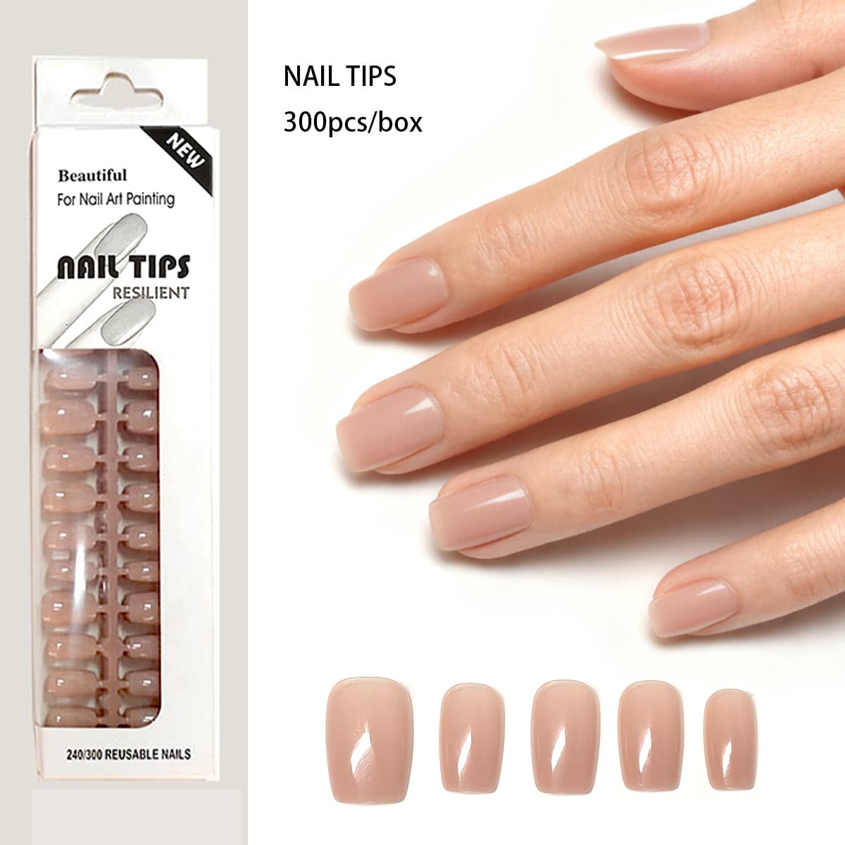 Short Wearable Nail Tips Fake Nails Stick-On Strips Uncoated Strip Nail Tips Wholesale False Nail Tips