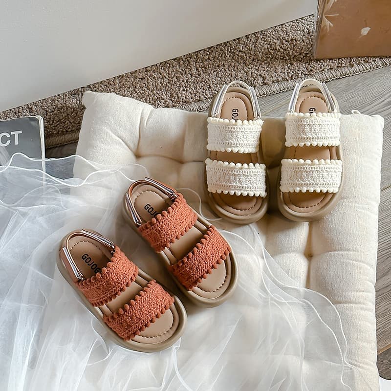 Girls' Sandals Open Toe Small and Medium Children's Baby Shoes Little Girl Sweet Skirt Matching Casual Soft Sole Beach Shoes
