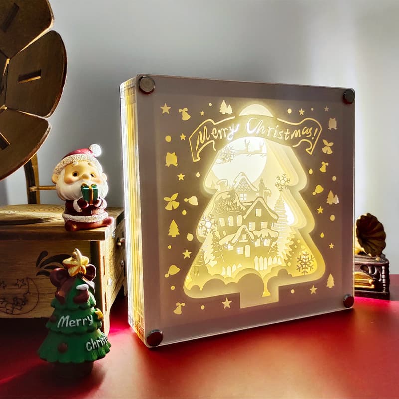 3D Optical Shadow Paper Sculpture Lamp Creative Gift Decoration Halloween Themed Modern Minimalist Style Night Atmosphere Lamp