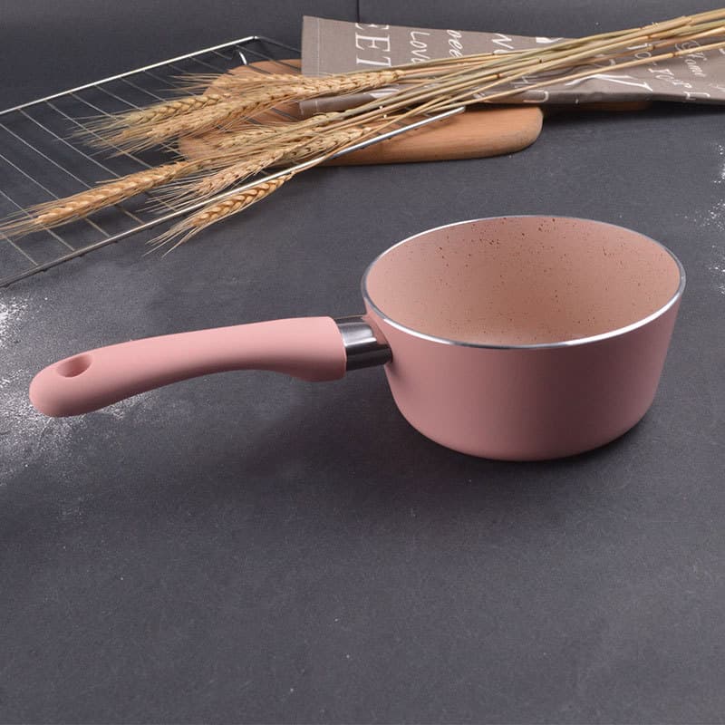 Cute pink milk pot, blue and green aluminum soup pot, 12cm, 14cm, 16cm, children's DIY kitchenware