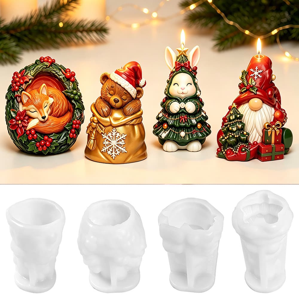 Export Hot Selling Christmas Small Animal 3D Silicone Mold Gypsum Aroma Diffuser Epoxy Resin Handmade Craft Mold Factory