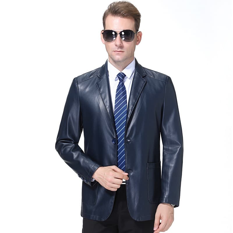 Men's Leather Blazer 2025 Autumn Winter Middle-aged Casual Sheepskin Business Thin Wholesale