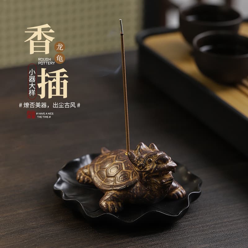 Chinese retro dragon turtle incense insert household agarwood incense indoor incense burner tea ceremony sandalwood base incense burner ornaments