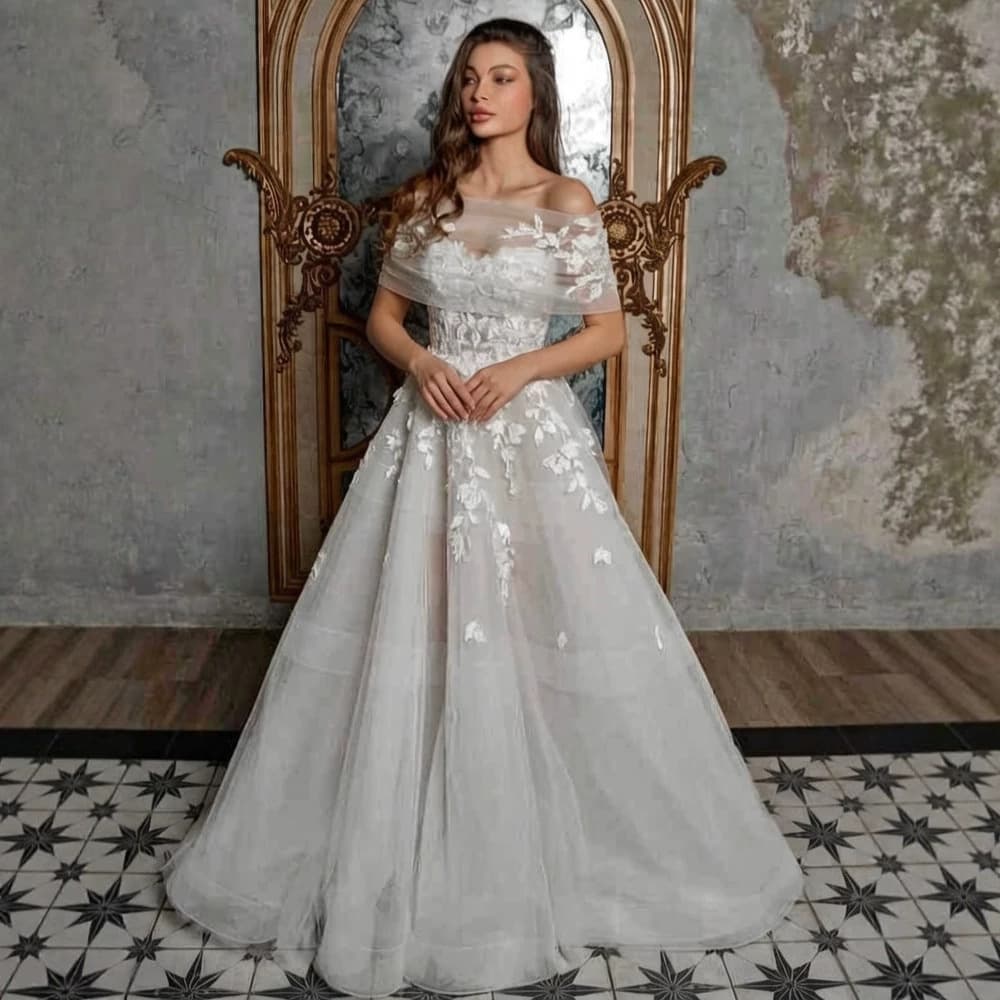 Light wedding dress bride one-shoulder French white main yarn women's lace high-quality simple dress skirt 2026 new style