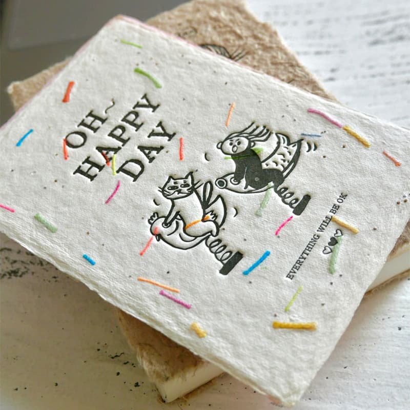 Colorful yarn handmade seed paper cards, printed postcards, thank-you notes, invitations, greeting cards, calendars, can sprout