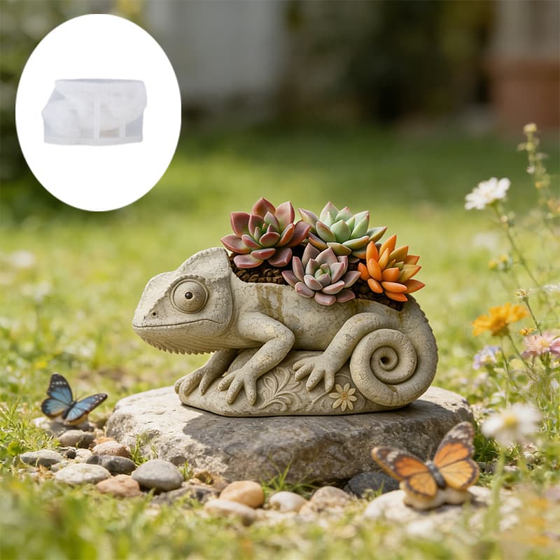 Yindian Chameleon Cement Aromatherapy Plaster Cup Mold DIY Epoxy Storage Cup Flower Pot Ornament Silicone Mold