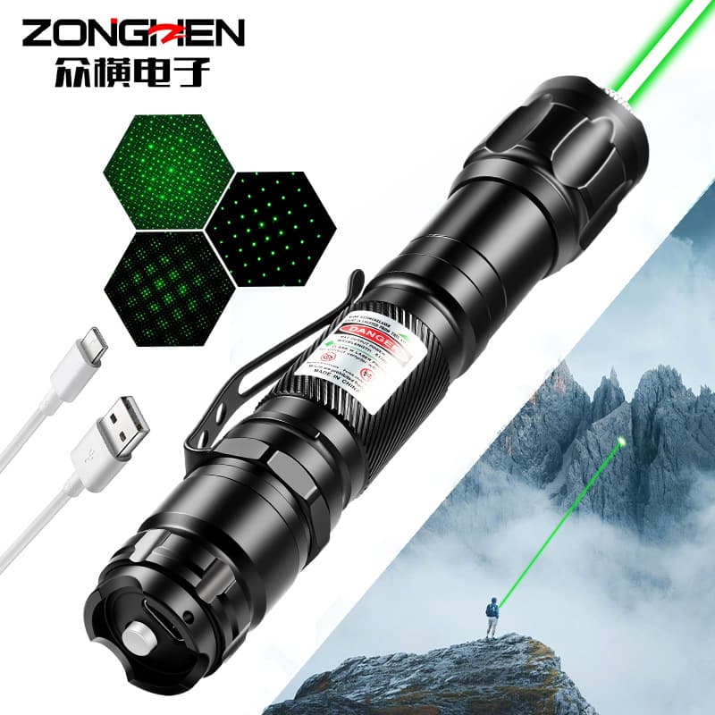 High-Power Laser Pointer with Constant Brightness, Starry Sky Pattern Projection, Long-Range Green Infrared for Outdoor Use