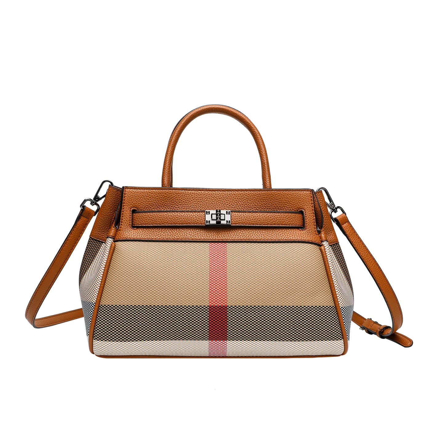Kaili Bag Women's 2025 New Genuine Leather Check Crossbody Bag Premium Light Luxury Versatile Handheld Shoulder Bag