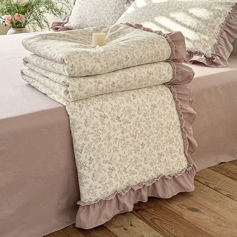 Korean style four-piece summer quilt set, summer cool quilt, washable cotton quilt, single and double air-conditioned quilt, dormitory student summer thin quilt