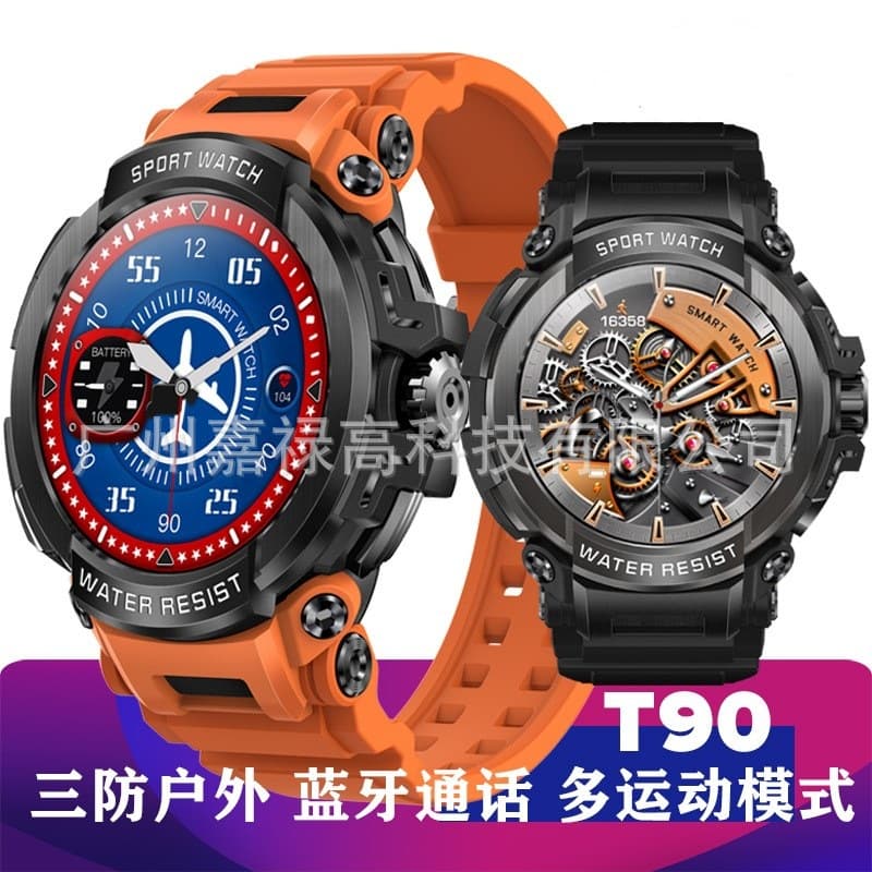 T90 Smart Watch Waterproof Rugged Sports Swimming Running Bluetooth Call Blood Oxygen Detection Smartwatch