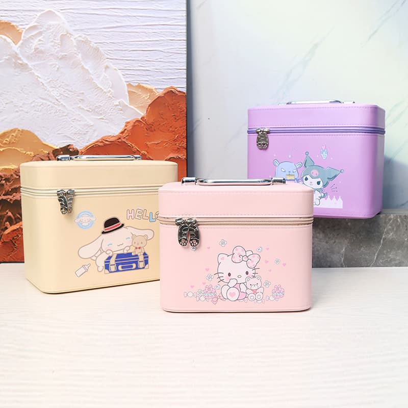 Trendy Makeup Bag, Portable Travel, Large Capacity, Cute, Suitcase Style, Japanese and Korean Multifunctional