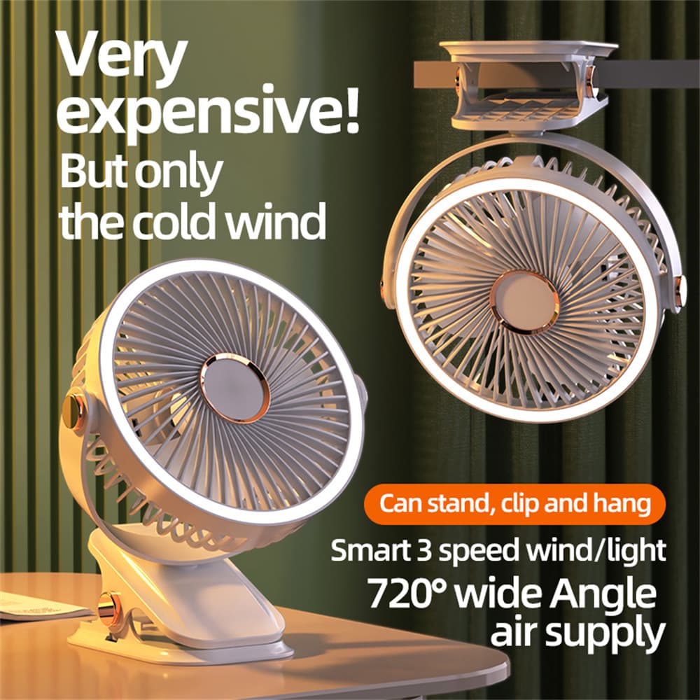 Clip-on Light Small Fan USB Bedroom Desktop Small Fan