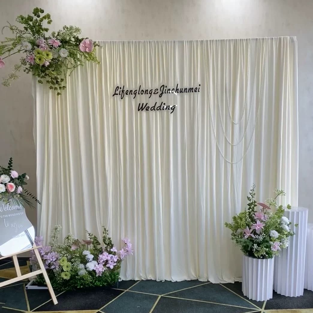Wedding Decoration Milk Silk Fabric Ceiling Drapes Background Cloth Stage Curtain Hotel Scene Decorative Valance